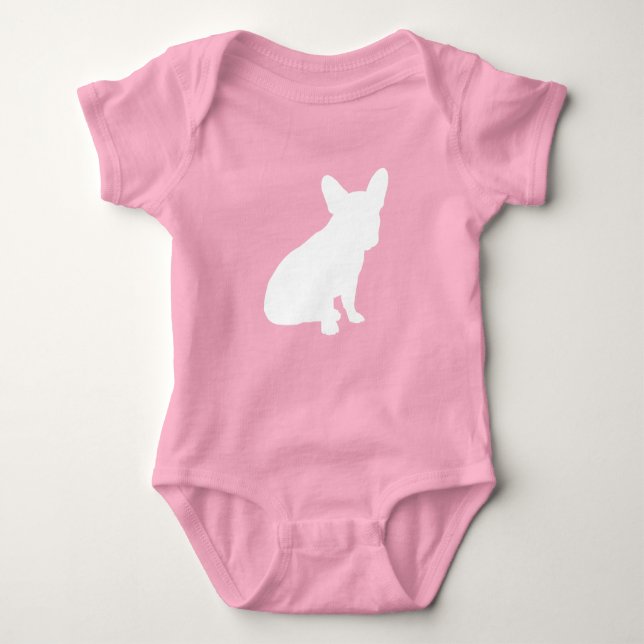French Bulldog Baby Dusche Frenchie Pink Baby Strampler (Vorderseite)