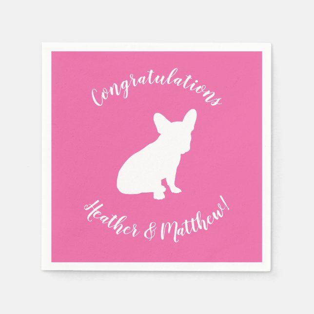 French Bulldog Baby Dusche Frenchie Pink Serviette (Vorderseite)