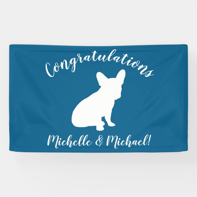 French Bulldog Baby Dusche Frenchy Frenchie Blue Banner (Horizontal)