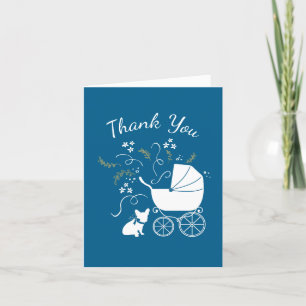 French Bulldog Baby Dusche Frenchy Frenchie Blue Dankeskarte
