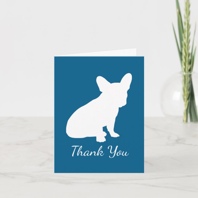 French Bulldog Baby Dusche Frenchy Frenchie Blue Dankeskarte (Vorderseite)