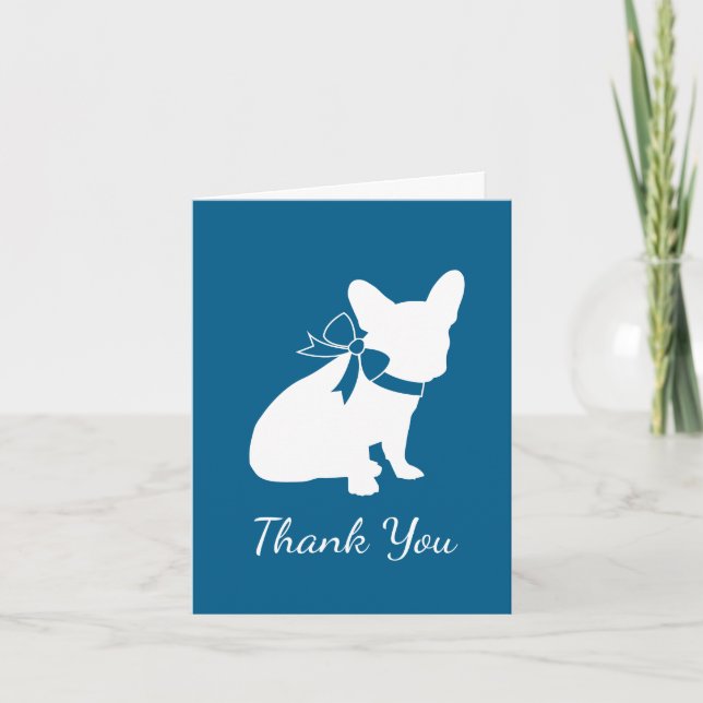 French Bulldog Baby Dusche Frenchy Frenchie Blue Dankeskarte (Vorderseite)