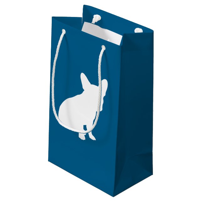 French Bulldog Baby Dusche Frenchy Frenchie Blue Kleine Geschenktüte (Rückseite Schrägansicht)