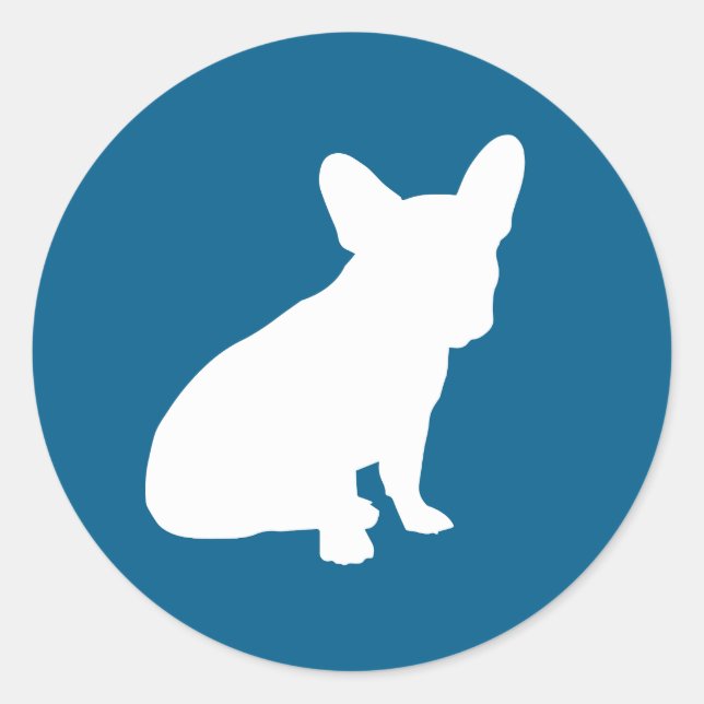 French Bulldog Baby Dusche Frenchy Frenchie Blue Runder Aufkleber (Vorderseite)