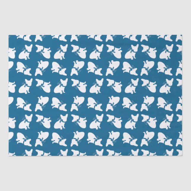 French Bulldog Baby Dusche Frenchy Frenchie Blue Seidenpapier (Vorderseite)