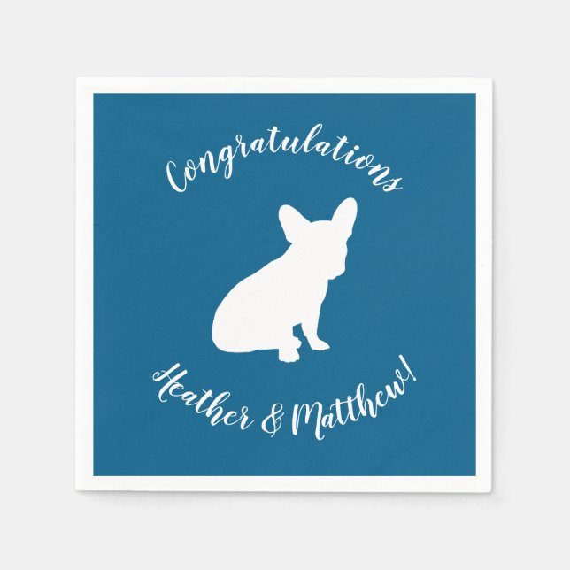 French Bulldog Baby Dusche Frenchy Frenchie Blue Serviette (Vorderseite)