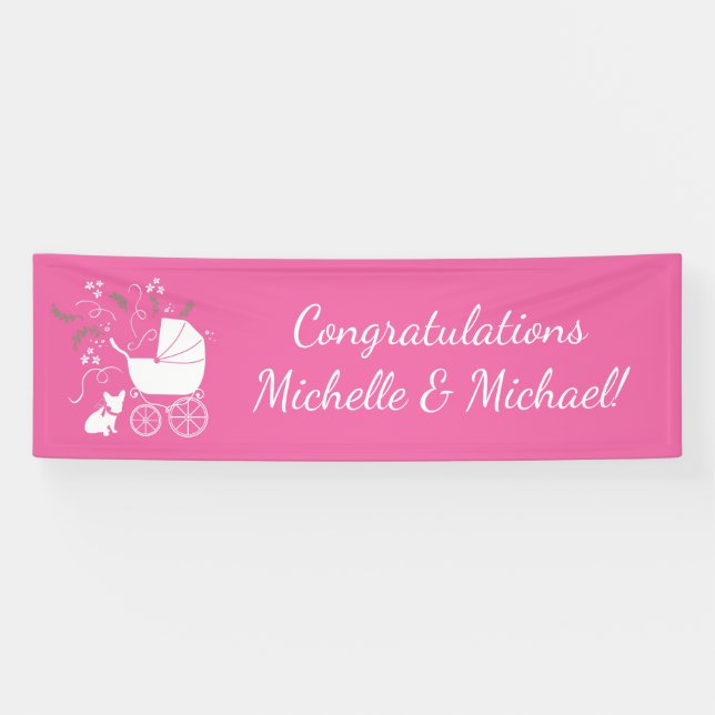 French Bulldog Baby Showroom Frenchy Frenchie Pink Banner (Horizontal)