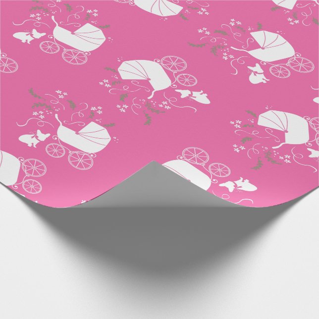 French Bulldog Baby Showroom Frenchy Frenchie Pink Geschenkpapier (Ecke)