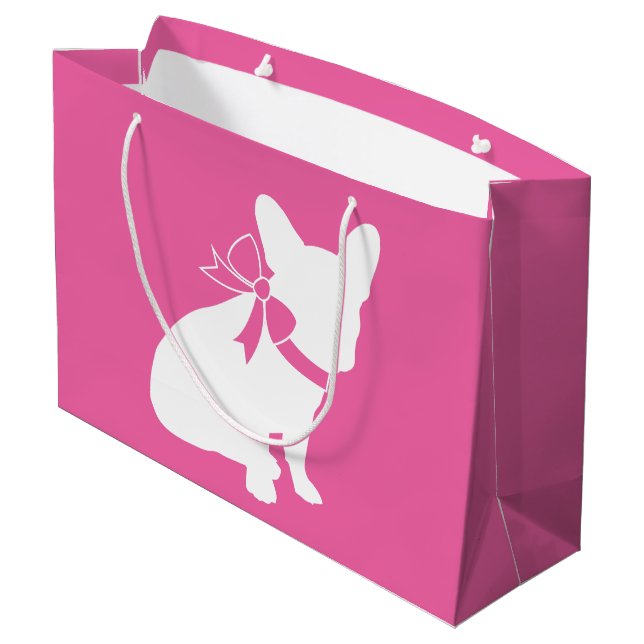 French Bulldog Baby Showroom Frenchy Frenchie Pink Große Geschenktüte (Rückseite Schrägansicht)