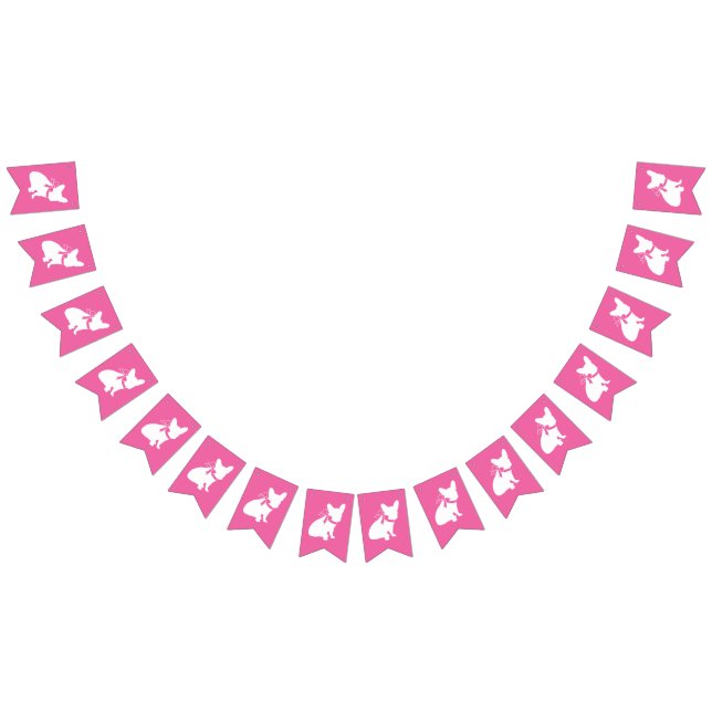 French Bulldog Baby Showroom Frenchy Frenchie Pink Wimpelkette (Alle)