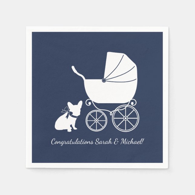 French Bulldog Babydusche Napkins Design 1 Serviette (Vorderseite)
