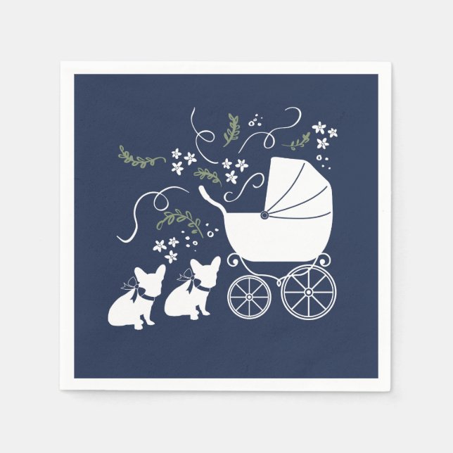 French Bulldog Babydusche Napkins Design 2 Hunde Serviette (Vorderseite)