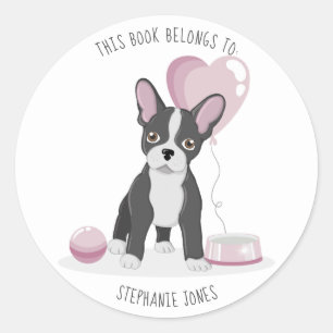 French Bulldog Birthday Dieses Buch gehört Runder Aufkleber