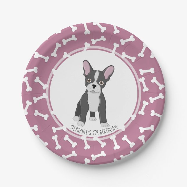 French Bulldog Birthday Pappteller (Vorderseite)