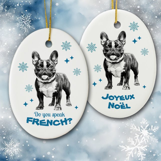 French Bulldog Blue Joyeux Weihnachten Keramik Ornament (Von Creator hochgeladen)