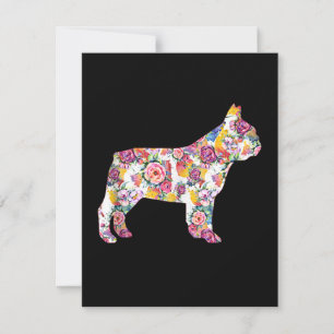 French Bulldog Blume Pattern Frenchie Bulldogs Dankeskarte