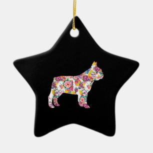 French Bulldog Blume Pattern Frenchie Bulldogs Keramik Ornament