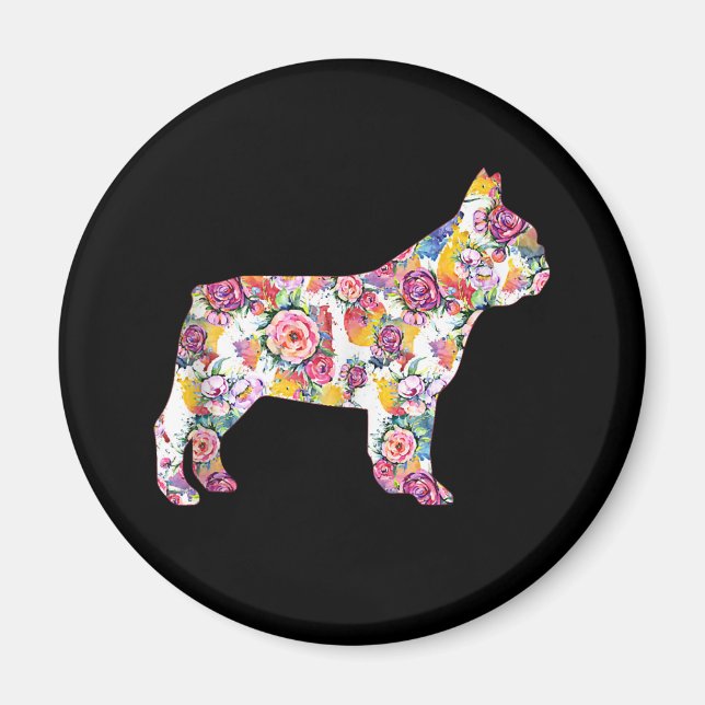 French Bulldog Blume Pattern Frenchie Bulldogs Magnet (Vorne)