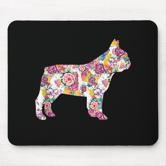 French Bulldog Blume Pattern Frenchie Bulldogs Mousepad (Vorne)