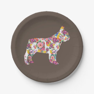 French Bulldog Blume Pattern Frenchie Bulldogs Pappteller
