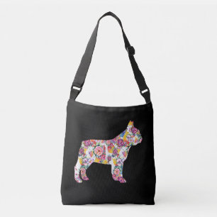 French Bulldog Blume Pattern Frenchie Bulldogs Tragetaschen Mit Langen Trägern