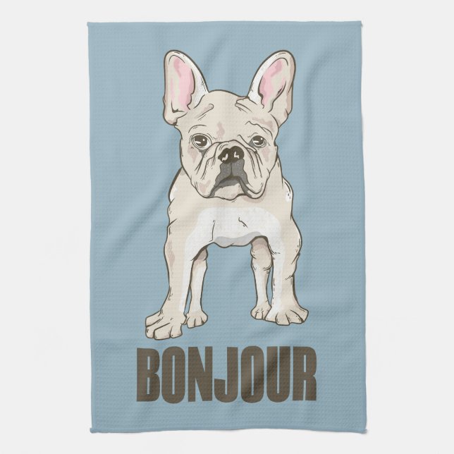 French Bulldog Bonjour Geschirrtuch (Vertikal)
