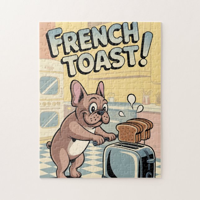 French Bulldog Breakfast Cartoon Art (Vertikal)