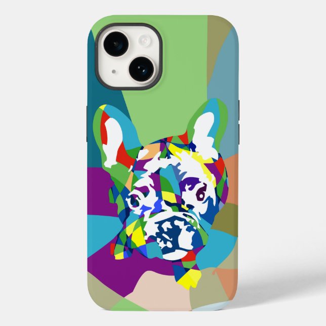 French Bulldog bunt und extravagant Case-Mate iPhone 14 Hülle (Rückseite)