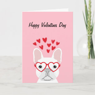 French Bulldog - carte des valentins blancs heureu