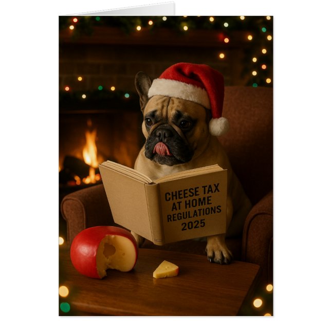 French Bulldog 'Cheese Tax' Christmas card (Vorne)