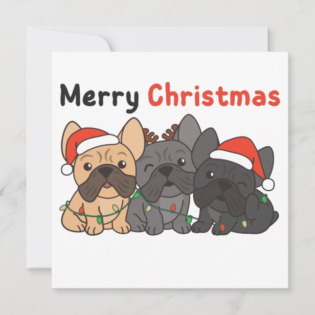 French Bulldog Christmas Animals Niedlich Hunde Ei Einladung (Vorderseite)