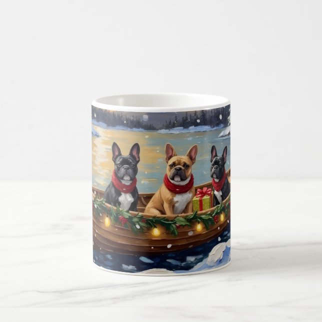 French Bulldog Christmas Boat Holiday Kaffeetasse (Mittel)