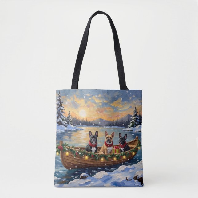 French Bulldog Christmas Boat Holiday Tasche (Vorderseite)