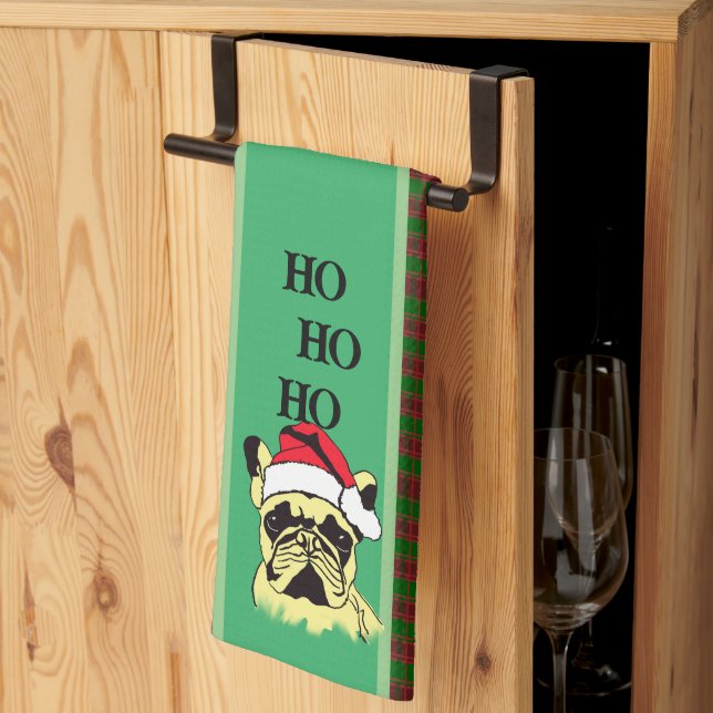 French Bulldog Christmas Cartoon Serviettes de cui (Pliage en tiers)