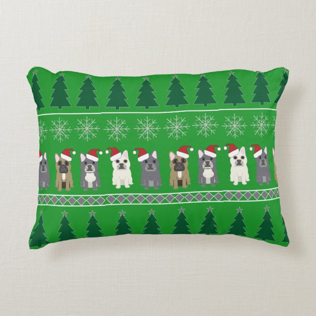 French Bulldog Christmas Dekokissen (Vorderseite)