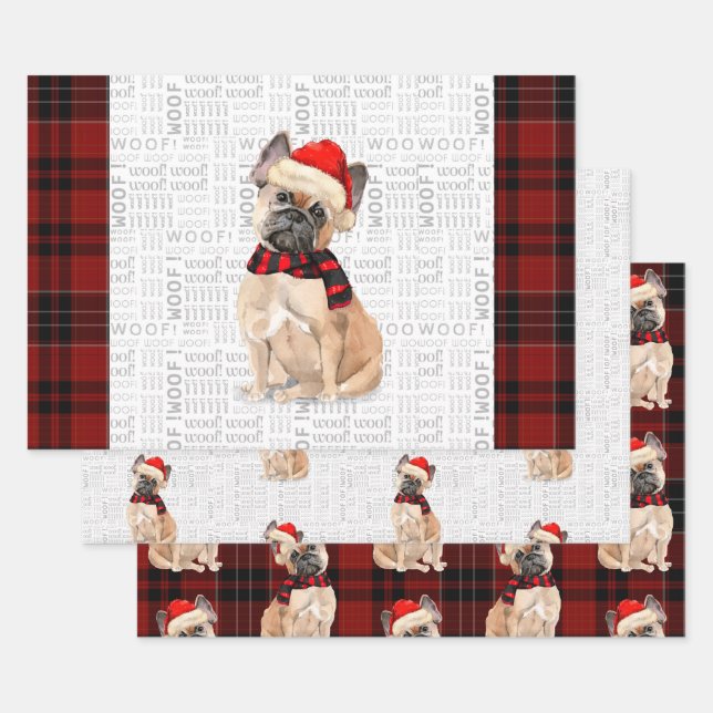 French Bulldog Christmas Dog und Kariert Geschenkpapier Set (Set)
