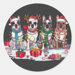 French Bulldog Christmas Lights - Adventure Design Runder Aufkleber