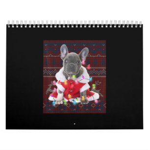 French Bulldog Christmas Lights Ugly Sweater Dog Kalender