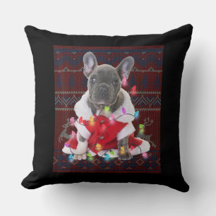 French Bulldog Christmas Lights Ugly Sweater Dog Kissen