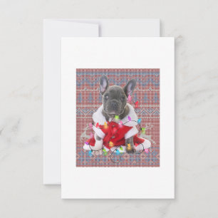 French Bulldog Christmas Lights Ugly Sweater Dog RSVP Karte