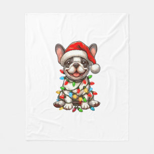 French Bulldog Christmas Lights Weihnachtsmannmütz Fleecedecke