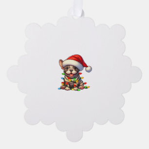 French Bulldog Christmas Lights Weihnachtsmannmütz Ornament Karte