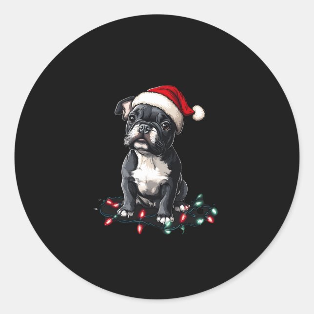 French Bulldog Christmas Lights Xmas Dogs Gifts Me Runder Aufkleber (Vorderseite)