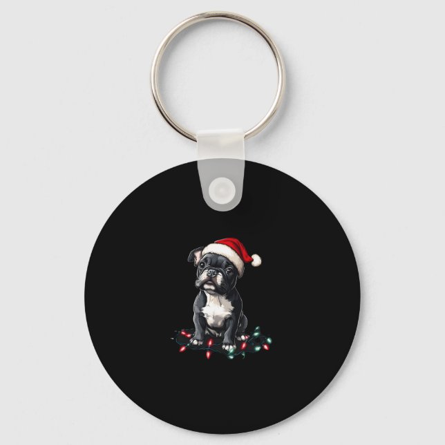 French Bulldog Christmas Lights Xmas Dogs Gifts Me Schlüsselanhänger (Vorderseite)
