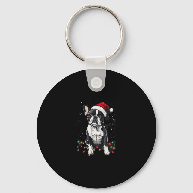 French Bulldog Christmas Lights Xmas Dogs Gifts Me Schlüsselanhänger (Vorderseite)