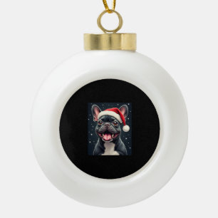 French Bulldog Christmas Long Sleeve T - Shirt Keramik Kugel-Ornament