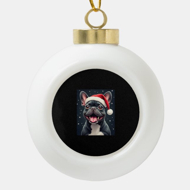 French Bulldog Christmas Long Sleeve T - Shirt Keramik Kugel-Ornament (Vorderseite)