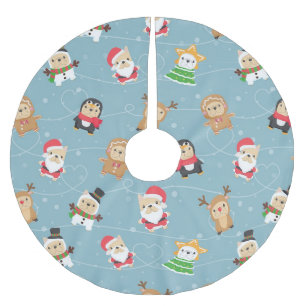 French Bulldog Christmas Pattern Polyester Weihnachtsbaumdecke