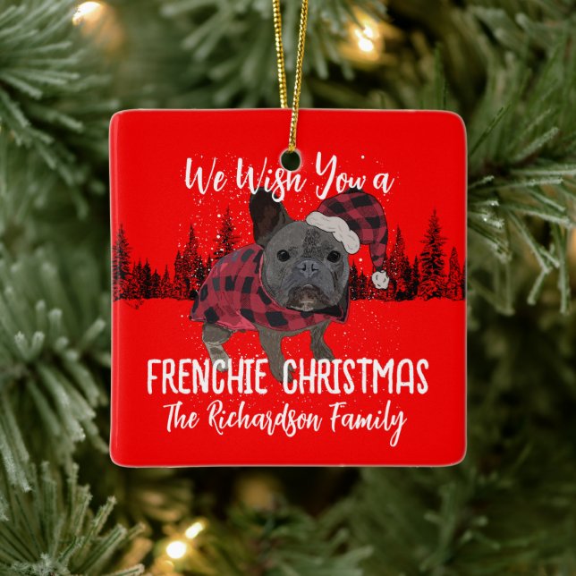 French Bulldog Christmas Personalisiert Dog French Keramikornament (Baum)