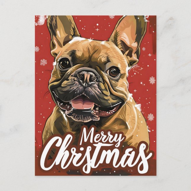 French Bulldog Christmas Postcard Postkarte (Vorderseite)